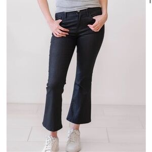 Frame Denim Le Crop Mini Boot Cut Mid Rise Houndstooth Shine Black Sz 27 NEW